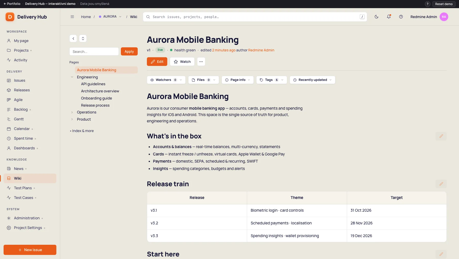Delivery Hub, wiki projektu